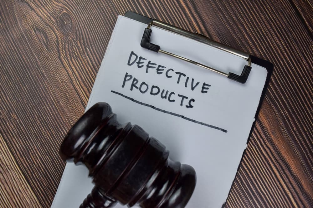 Legal pad with "Defective Products"
